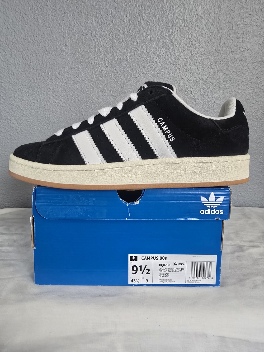 adidas Campus 00s Mens Black & White Suede Sneakers